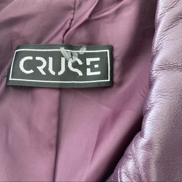 Vintage y2k purple leather jacket plum short cropped minimalist chic fitted - Picture 13 of 15